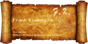 Frank Klemencia névjegykártya
